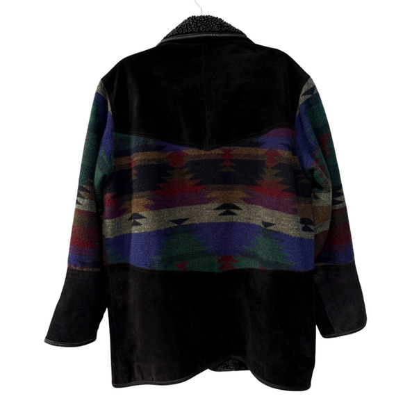 Scully M Vintage Southwestern Jacket Suede & Wool Aztec Western Coat Sherpa 40 - Picture 4 of 16